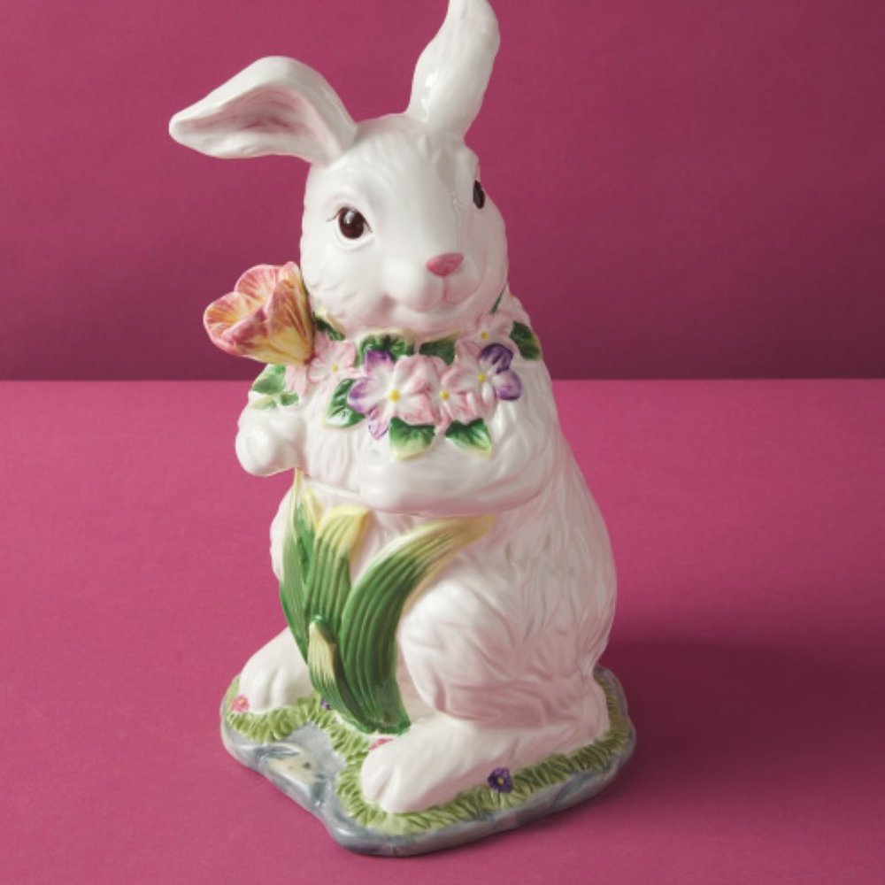 CERAMIC RABBIT COOKIE JAR OR CANISTER 13"